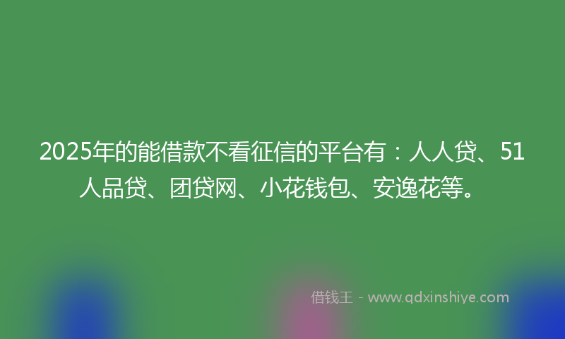 2025年的能借款不看征信的平台有：人人贷、51人品贷、团贷网、小花钱包、安逸花等。