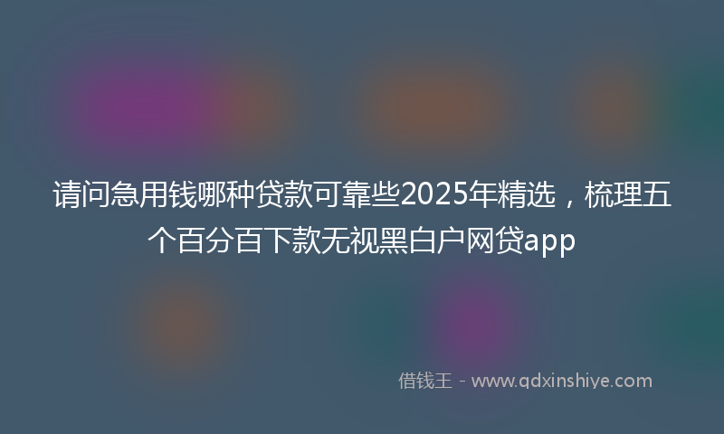 请问急用钱哪种贷款可靠些2025年精选，梳理五个百分百下款无视黑白户网贷app