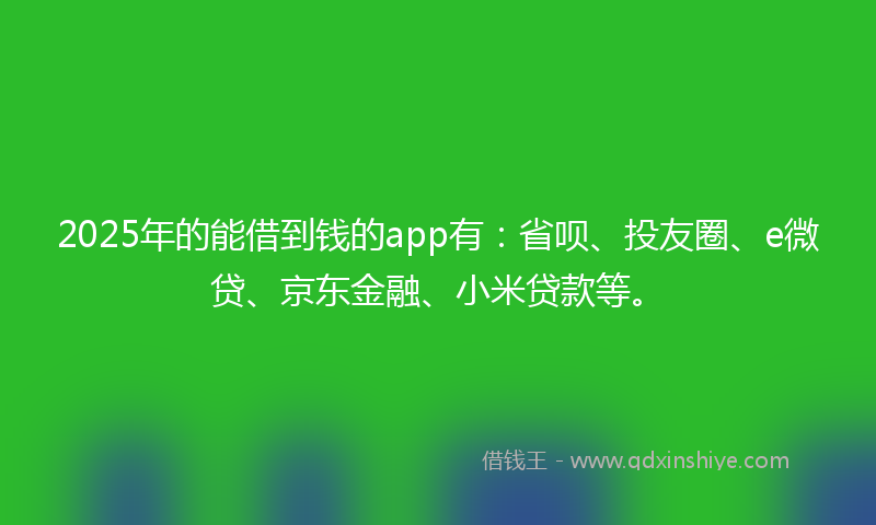 2025年的能借到钱的app有：省呗、投友圈、e微贷、京东金融、小米贷款等。