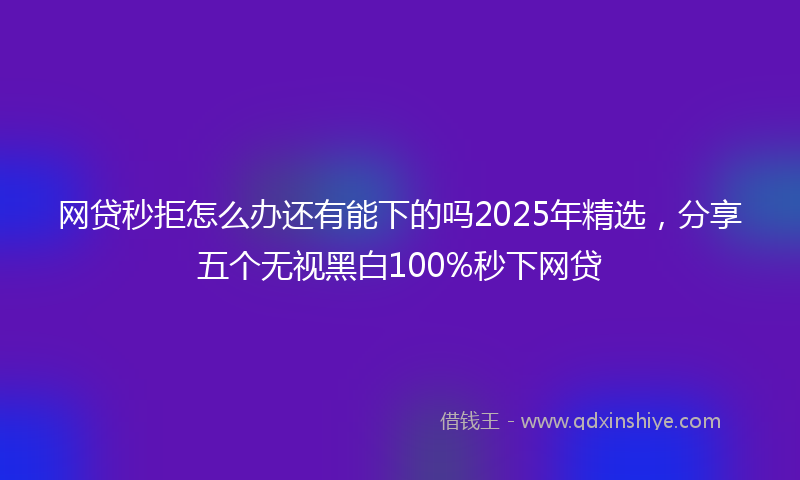 网贷秒拒怎么办还有能下的吗2025年精选，分享五个无视黑白100%秒下网贷