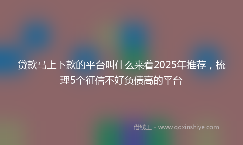 贷款马上下款的平台叫什么来着2025年推荐，梳理5个征信不好负债高的平台