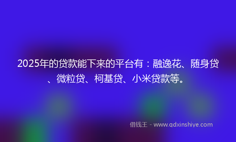 2025年的贷款能下来的平台有：融逸花、随身贷、微粒贷、柯基贷、小米贷款等。