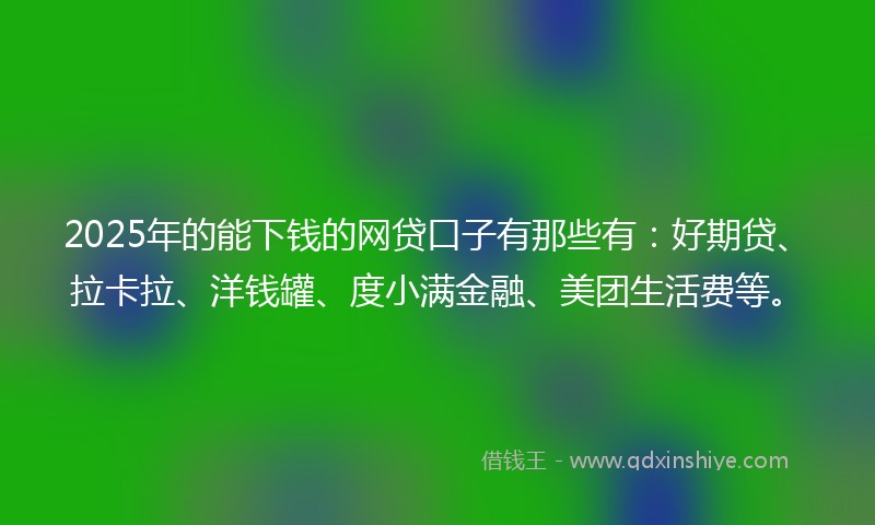 2025年的能下钱的网贷口子有那些有：好期贷、拉卡拉、洋钱罐、度小满金融、美团生活费等。