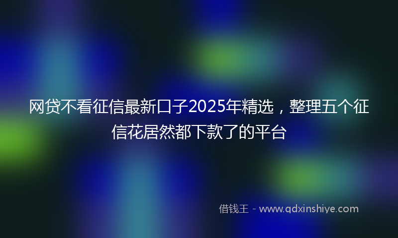 网贷不看征信最新口子2025年精选，整理五个征信花居然都下款了的平台