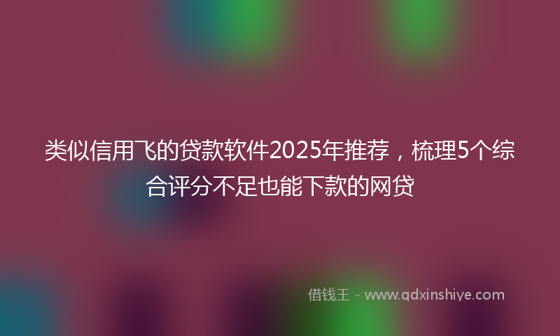 类似信用飞的贷款软件2025年推荐，梳理5个综合评分不足也能下款的网贷