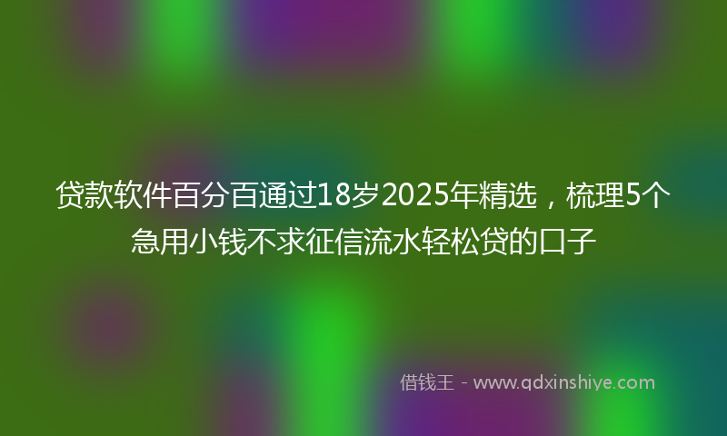 贷款软件百分百通过18岁2025年精选，梳理5个急用小钱不求征信流水轻松贷的口子