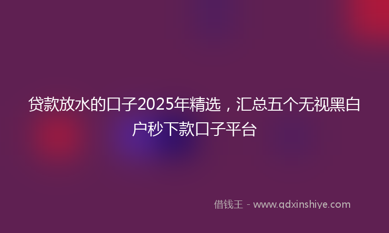 贷款放水的口子2025年精选，汇总五个无视黑白户秒下款口子平台