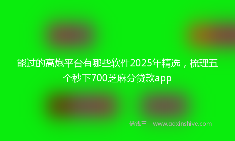能过的高炮平台有哪些软件2025年精选，梳理五个秒下700芝麻分贷款app