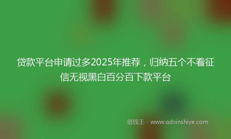 贷款平台申请过多2025年推荐，归纳五个不看征信无视黑白百分百下款平台