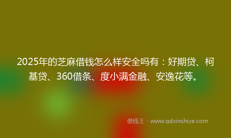 2025年的芝麻借钱怎么样安全吗有：好期贷、柯基贷、360借条、度小满金融、安逸花等。