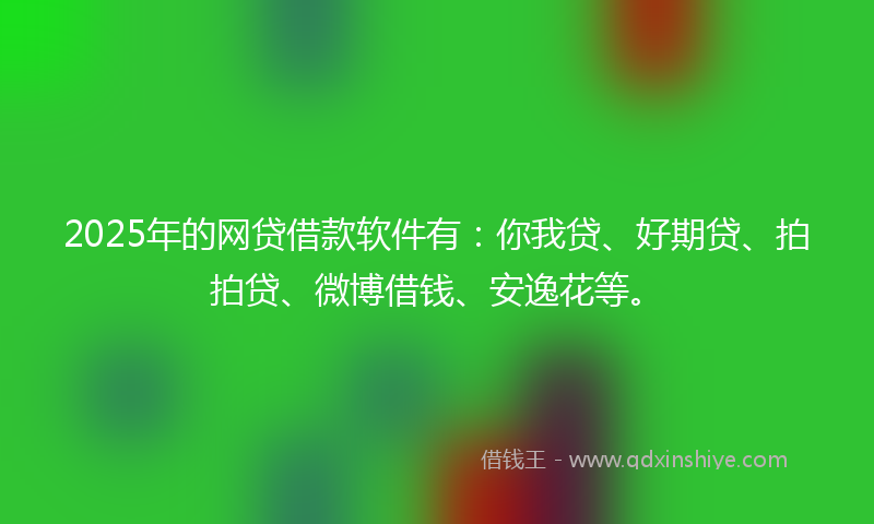 2025年的网贷借款软件有：你我贷、好期贷、拍拍贷、微博借钱、安逸花等。