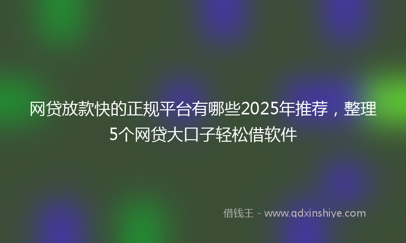 网贷放款快的正规平台有哪些2025年推荐，整理5个网贷大口子轻松借软件