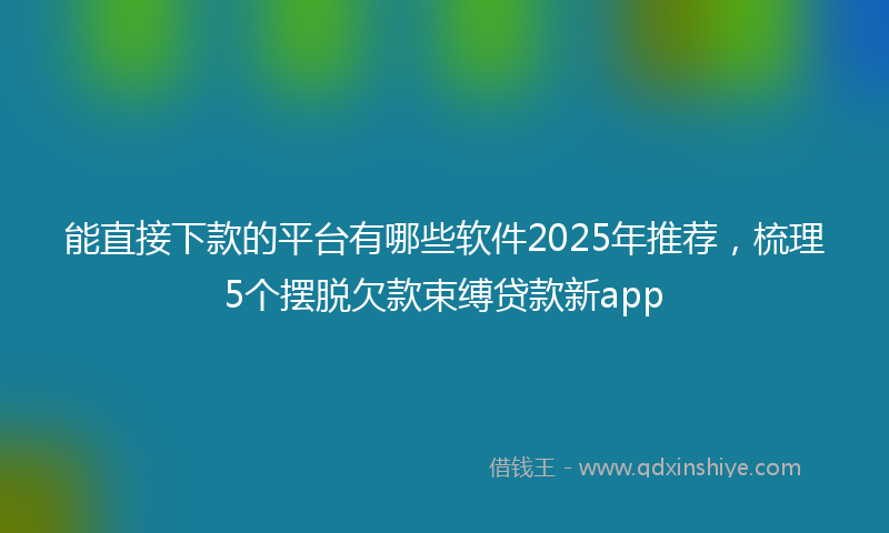 能直接下款的平台有哪些软件2025年推荐，梳理5个摆脱欠款束缚贷款新app