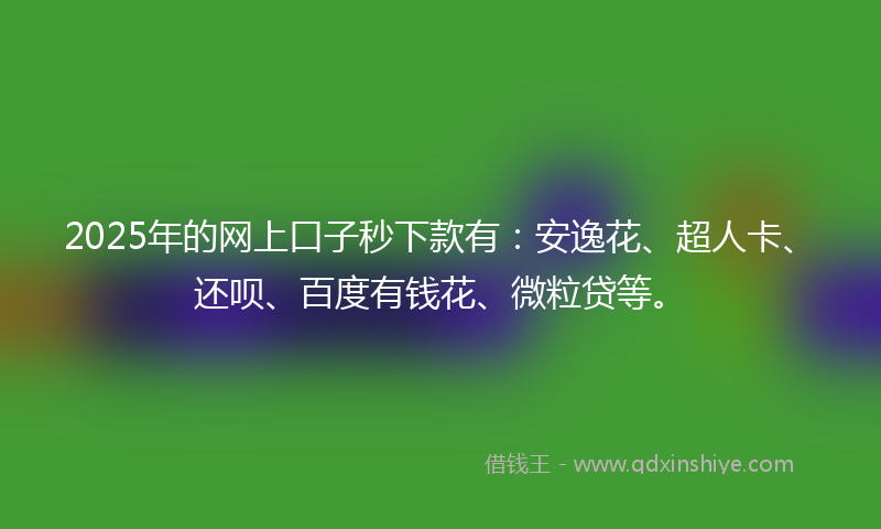 2025年的网上口子秒下款有：安逸花、超人卡、还呗、百度有钱花、微粒贷等。