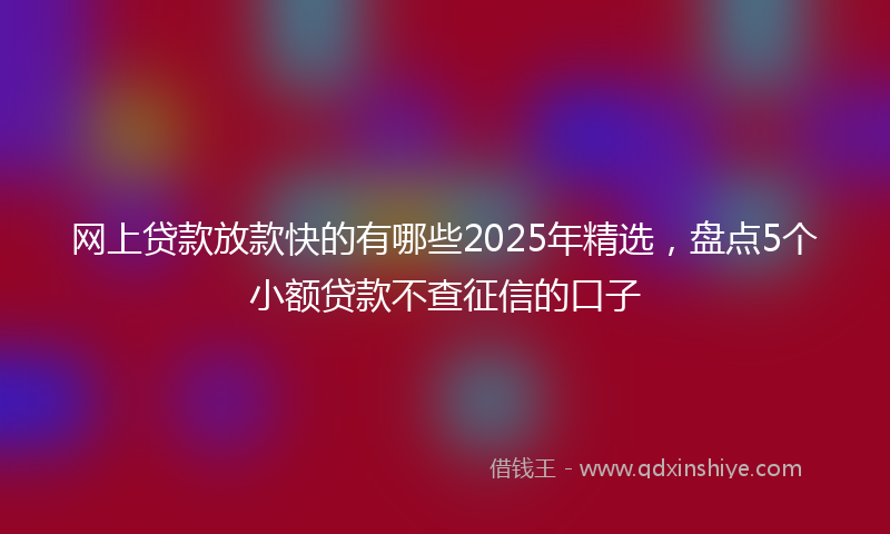 网上贷款放款快的有哪些2025年精选，盘点5个小额贷款不查征信的口子