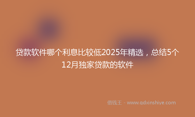贷款软件哪个利息比较低2025年精选，总结5个12月独家贷款的软件