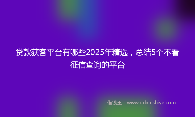 贷款获客平台有哪些2025年精选，总结5个不看征信查询的平台