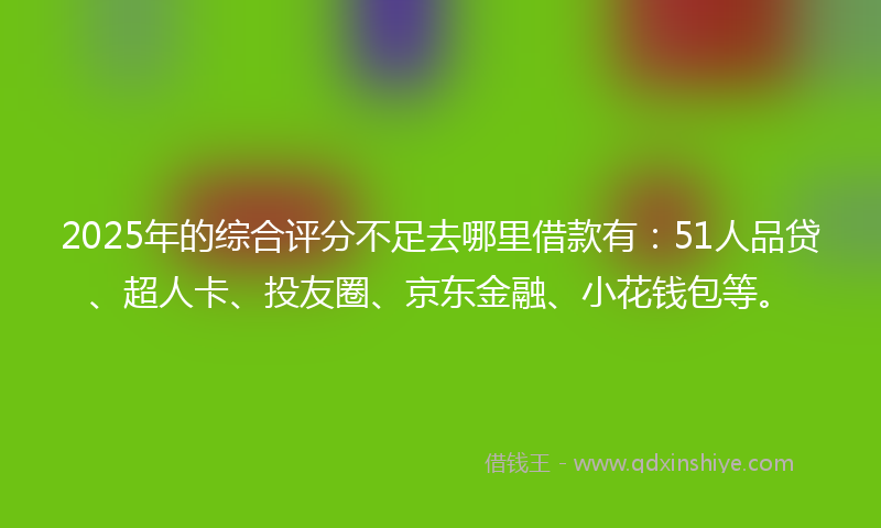 2025年的综合评分不足去哪里借款有：51人品贷、超人卡、投友圈、京东金融、小花钱包等。