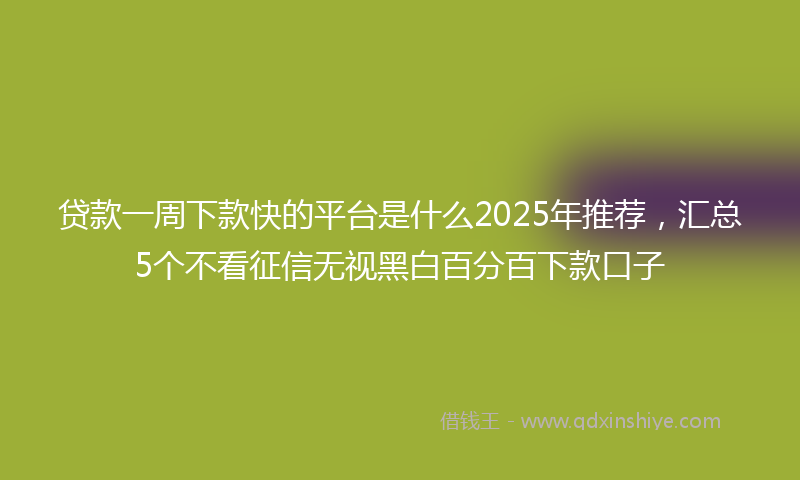 贷款一周下款快的平台是什么2025年推荐，汇总5个不看征信无视黑白百分百下款口子