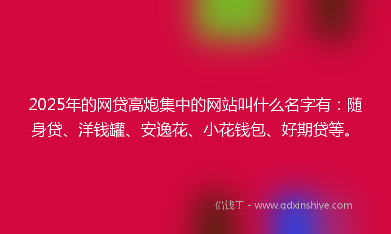 2025年的网贷高炮集中的网站叫什么名字有：随身贷、洋钱罐、安逸花、小花钱包、好期贷等。