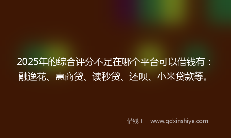 2025年的综合评分不足在哪个平台可以借钱有：融逸花、惠商贷、读秒贷、还呗、小米贷款等。