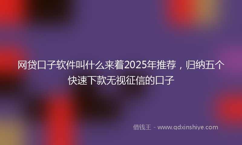 网贷口子软件叫什么来着2025年推荐，归纳五个快速下款无视征信的口子