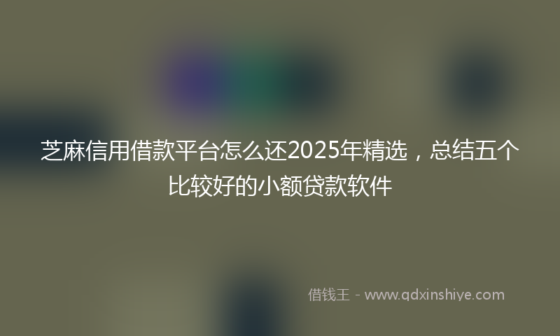 芝麻信用借款平台怎么还2025年精选，总结五个比较好的小额贷款软件