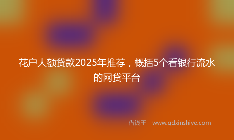 花户大额贷款2025年推荐，概括5个看银行流水的网贷平台
