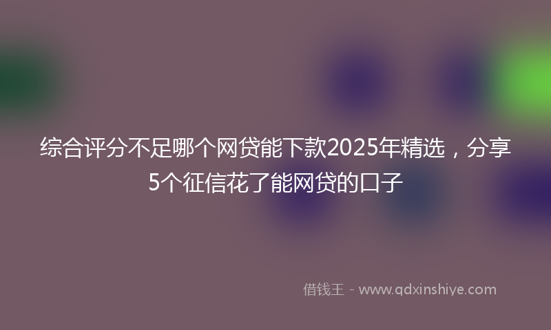 综合评分不足哪个网贷能下款2025年精选，分享5个征信花了能网贷的口子