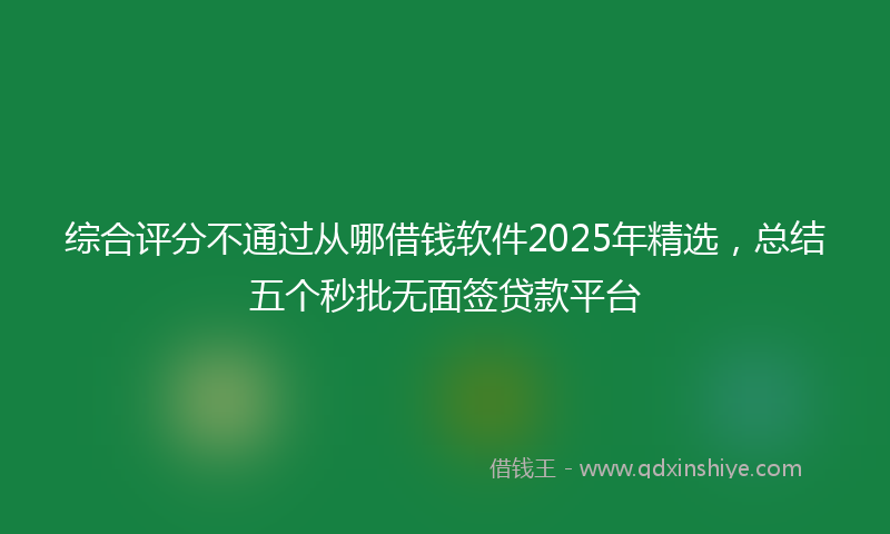 综合评分不通过从哪借钱软件2025年精选，总结五个秒批无面签贷款平台