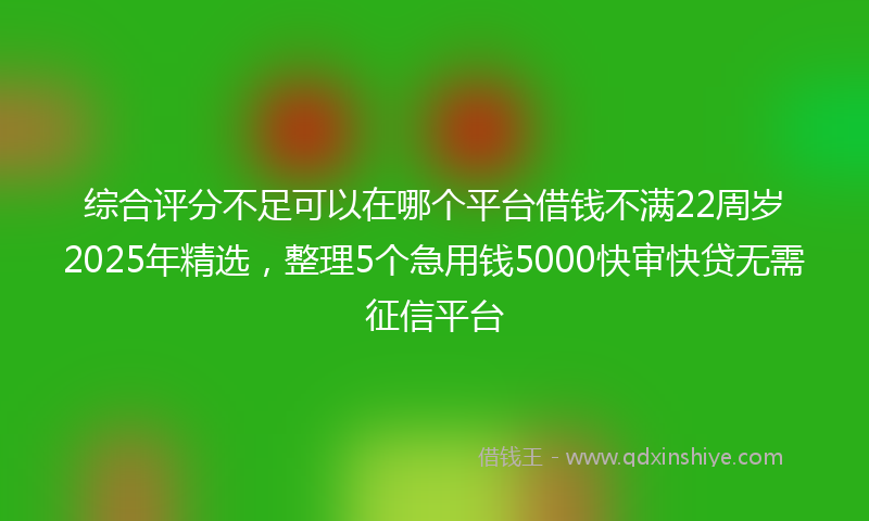 综合评分不足可以在哪个平台借钱不满22周岁2025年精选，整理5个急用钱5000快审快贷无需征信平台