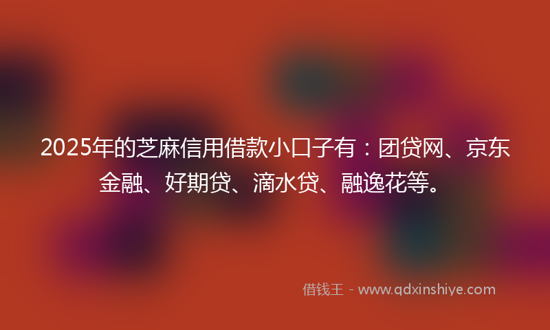 2025年的芝麻信用借款小口子有：团贷网、京东金融、好期贷、滴水贷、融逸花等。