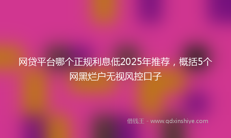 网贷平台哪个正规利息低2025年推荐，概括5个网黑烂户无视风控口子