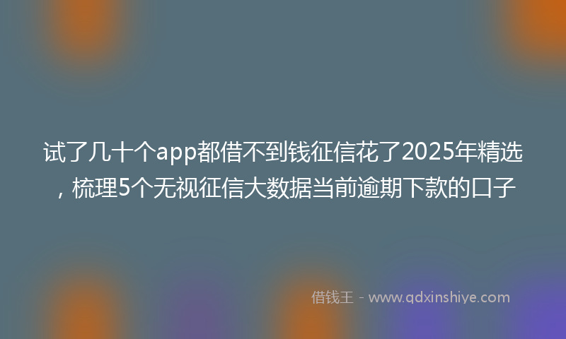 试了几十个app都借不到钱征信花了2025年精选，梳理5个无视征信大数据当前逾期下款的口子