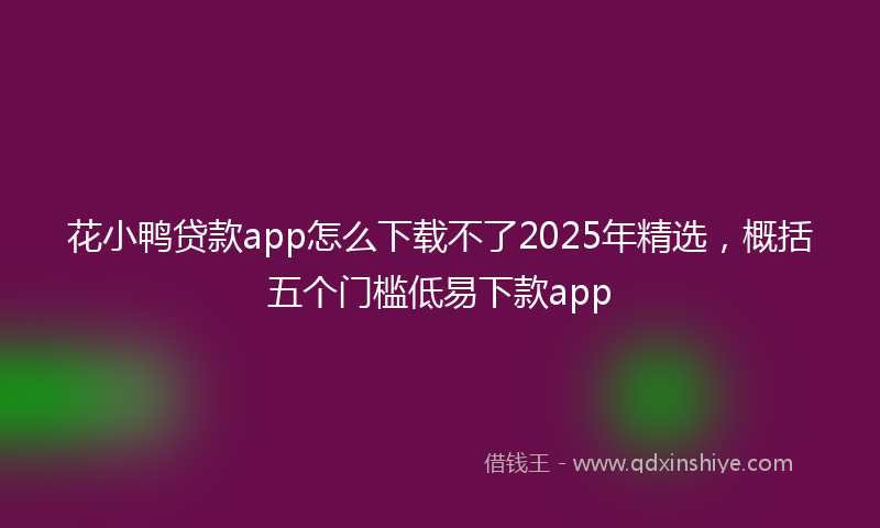 花小鸭贷款app怎么下载不了2025年精选，概括五个门槛低易下款app
