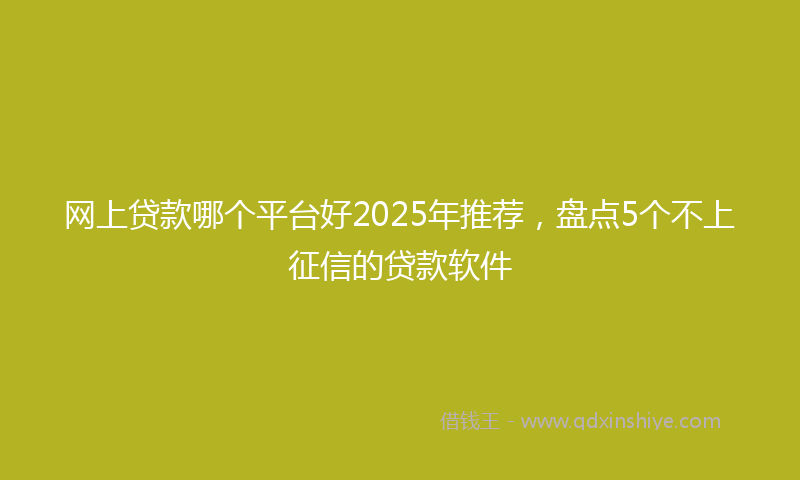 网上贷款哪个平台好2025年推荐，盘点5个不上征信的贷款软件