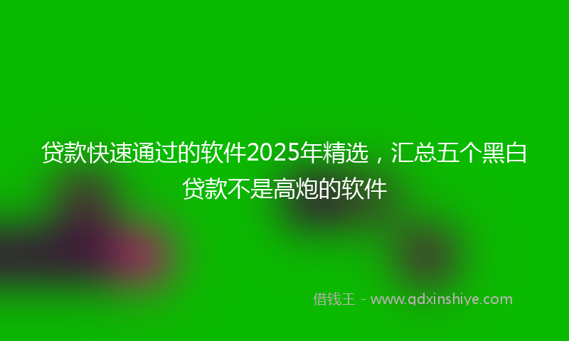 贷款快速通过的软件2025年精选，汇总五个黑白贷款不是高炮的软件