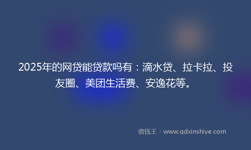 2025年的网贷能贷款吗有：滴水贷、拉卡拉、投友圈、美团生活费、安逸花等。