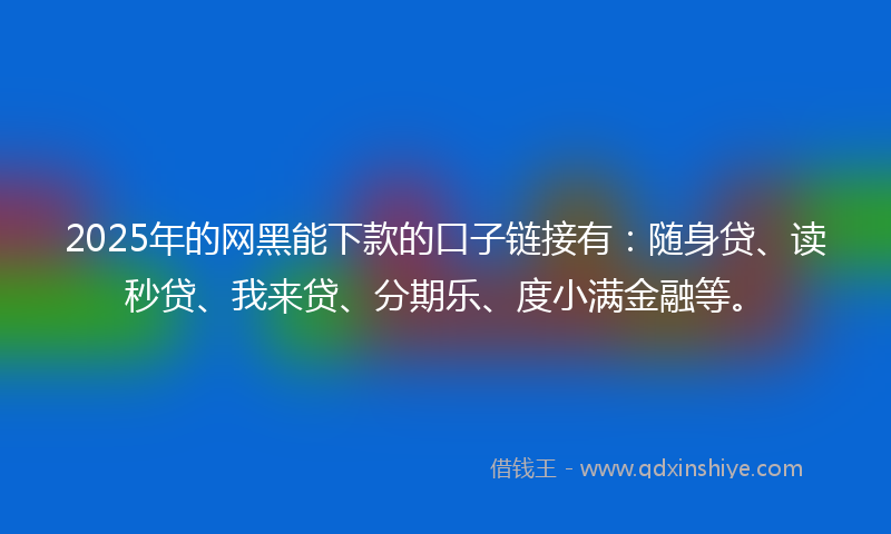 2025年的网黑能下款的口子链接有：随身贷、读秒贷、我来贷、分期乐、度小满金融等。