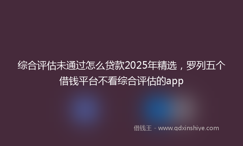 综合评估未通过怎么贷款2025年精选，罗列五个借钱平台不看综合评估的app