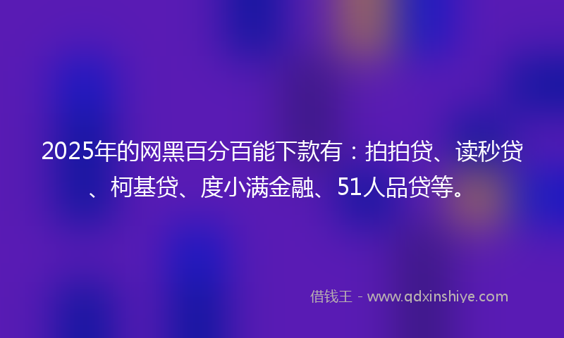 2025年的网黑百分百能下款有：拍拍贷、读秒贷、柯基贷、度小满金融、51人品贷等。