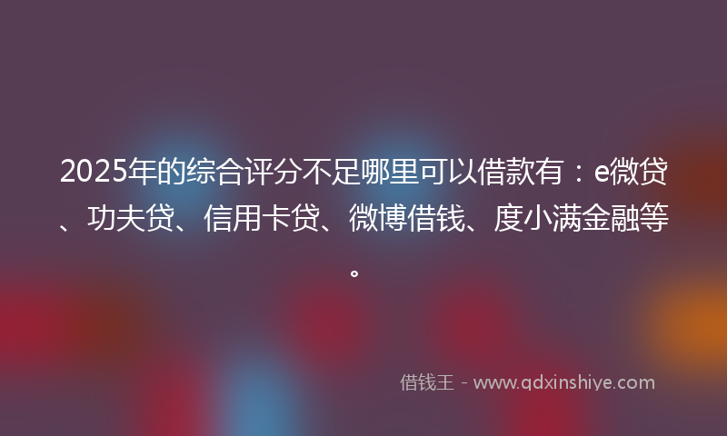 2025年的综合评分不足哪里可以借款有：e微贷、功夫贷、信用卡贷、微博借钱、度小满金融等。