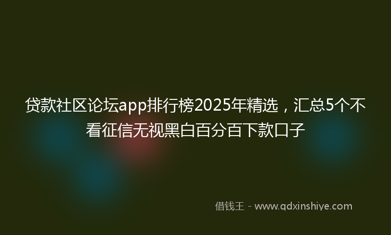 贷款社区论坛app排行榜2025年精选，汇总5个不看征信无视黑白百分百下款口子
