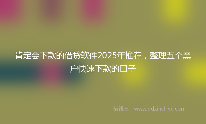 肯定会下款的借贷软件2025年推荐，整理五个黑户快速下款的口子