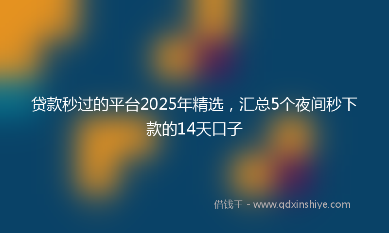 贷款秒过的平台2025年精选，汇总5个夜间秒下款的14天口子