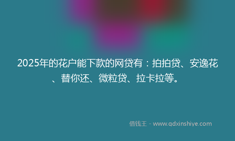 2025年的花户能下款的网贷有：拍拍贷、安逸花、替你还、微粒贷、拉卡拉等。