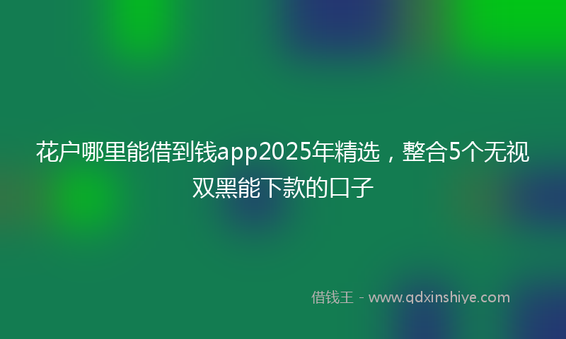 花户哪里能借到钱app2025年精选，整合5个无视双黑能下款的口子