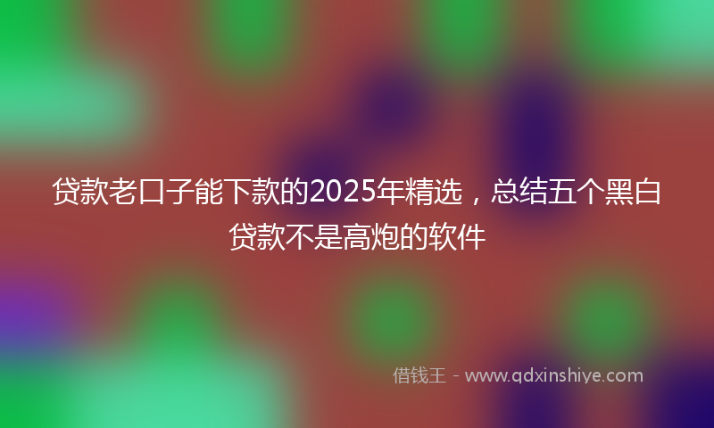 贷款老口子能下款的2025年精选，总结五个黑白贷款不是高炮的软件