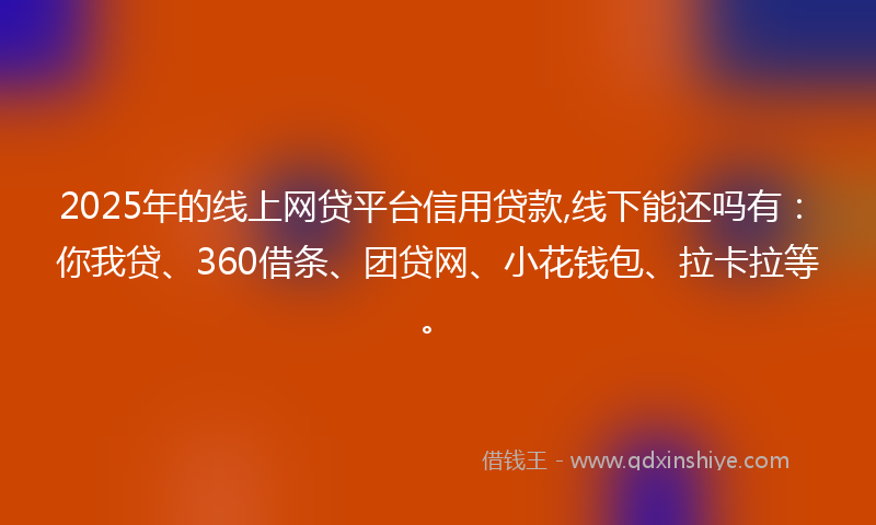 2025年的线上网贷平台信用贷款,线下能还吗有：你我贷、360借条、团贷网、小花钱包、拉卡拉等。