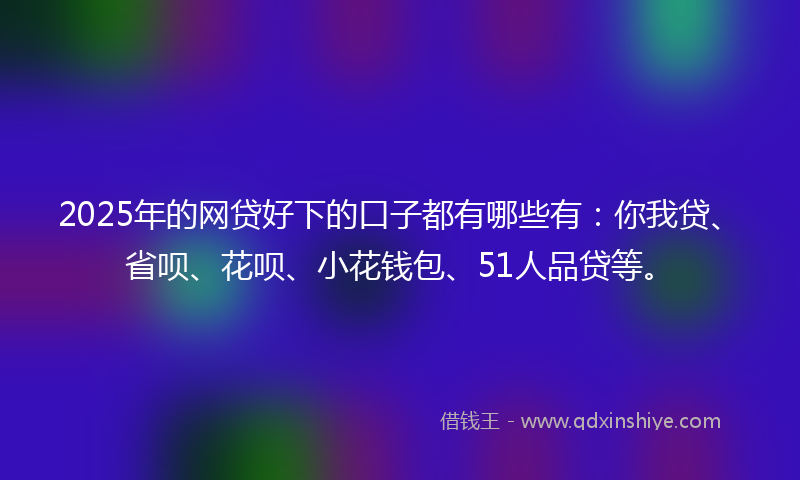 2025年的网贷好下的口子都有哪些有：你我贷、省呗、花呗、小花钱包、51人品贷等。